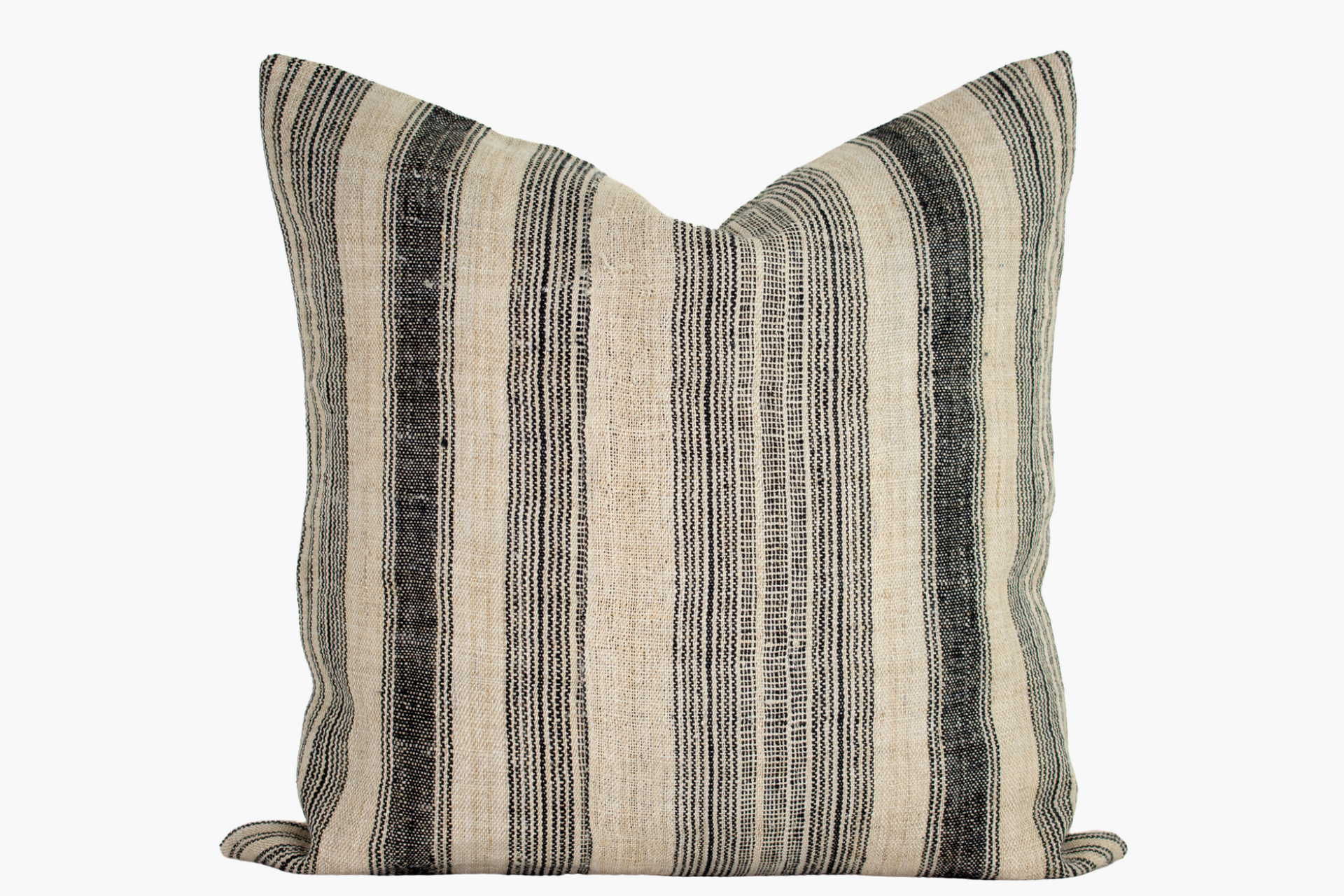 Hmong Vintage Hemp Pillow Cover - Natural and Charcoal