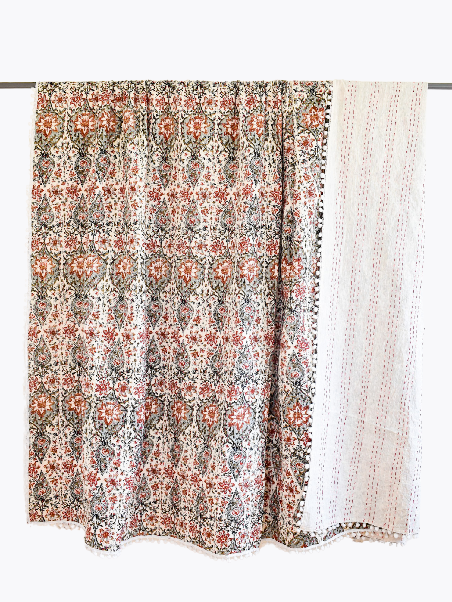 Claire Pom Pom Kantha Quilt - King/Queen Sized