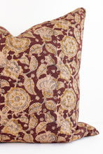 Indian Block Print Pillow Cover - Burnt Rust, Stone, Acorn