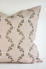 Indian Block Print Pillow Cover - Faded Blush, Olive, Ivory Scalloped Florals