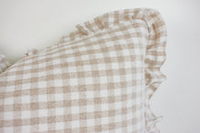 Hmong Organic Woven Pillow Cover - Ruffle Edge Gingham - Beige and Ivory
