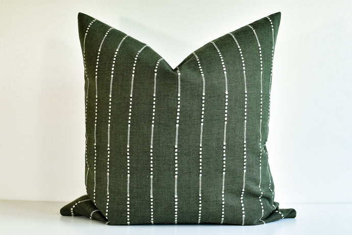 Hmong Organic Woven Striped Pillow Cover - Forest Green