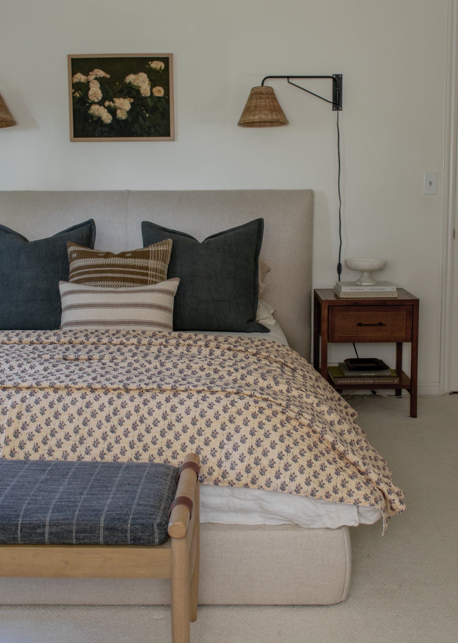 Leticia Kantha Quilt in Cream, Pewter, Brownstone - King/Queen Sized