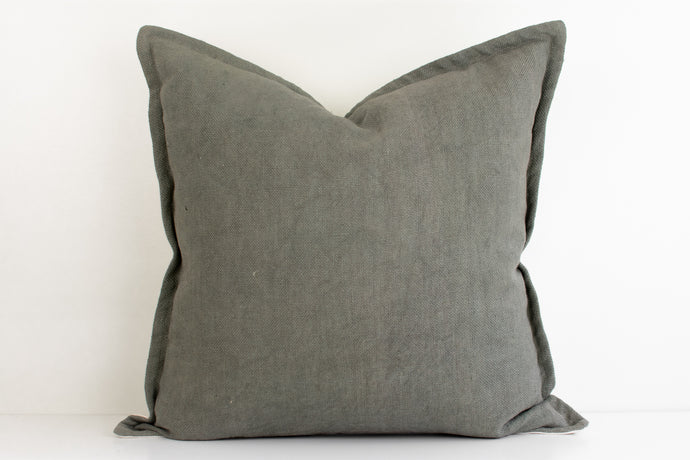 Linen Flange Edge Pillow Cover - Desert Sage