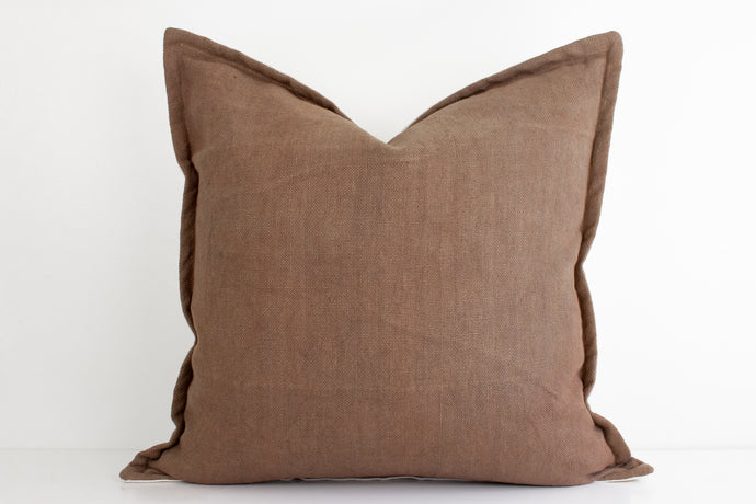 Linen Flange Edge Pillow Cover - Desert Sand