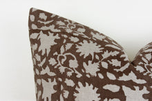 Indian Block Print Pillow Cover - Chocolate Brown and Natural