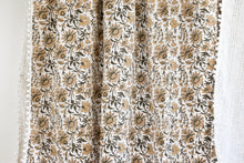 Ella Pom Pom Kantha Quilt in Olive, Tan and Faded Gold - King/Queen Sized