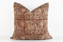 Indian Block Print Pillow Cover - Rust, Tan, Gray