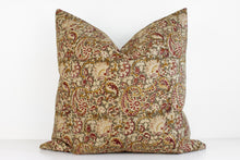 Indian Block Print Pillow Cover - Ochre, Rose, Olive, Beige