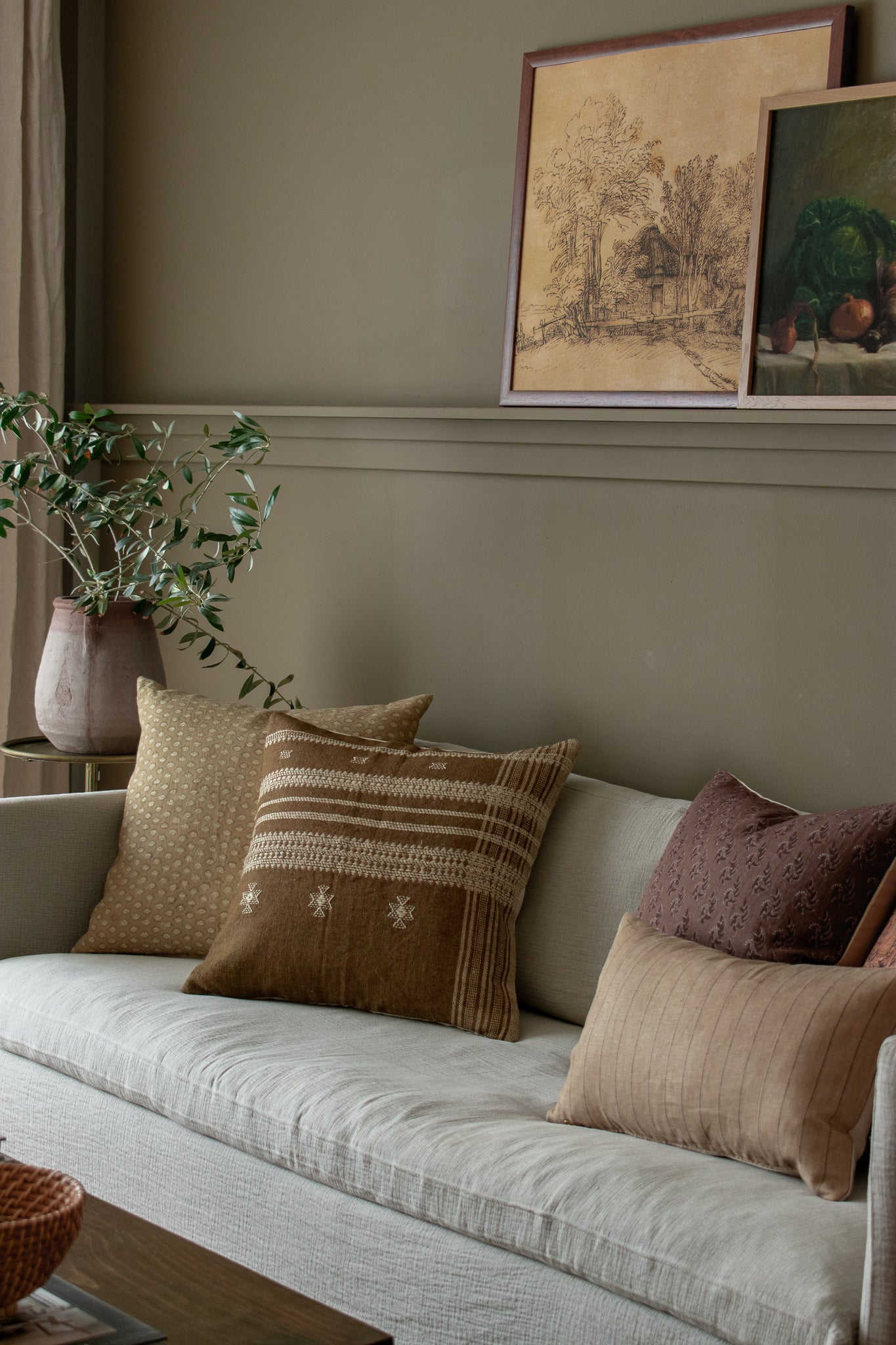 Indian Bhujodi Pillow Cover - Cognac