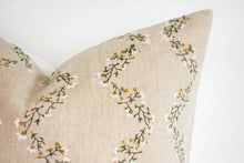 Indian Block Print Pillow Cover - Faded Gold, Olive, Ivory Scallop