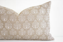 Indian Block Print Pillow Cover - Taupe, Tan, Ivory