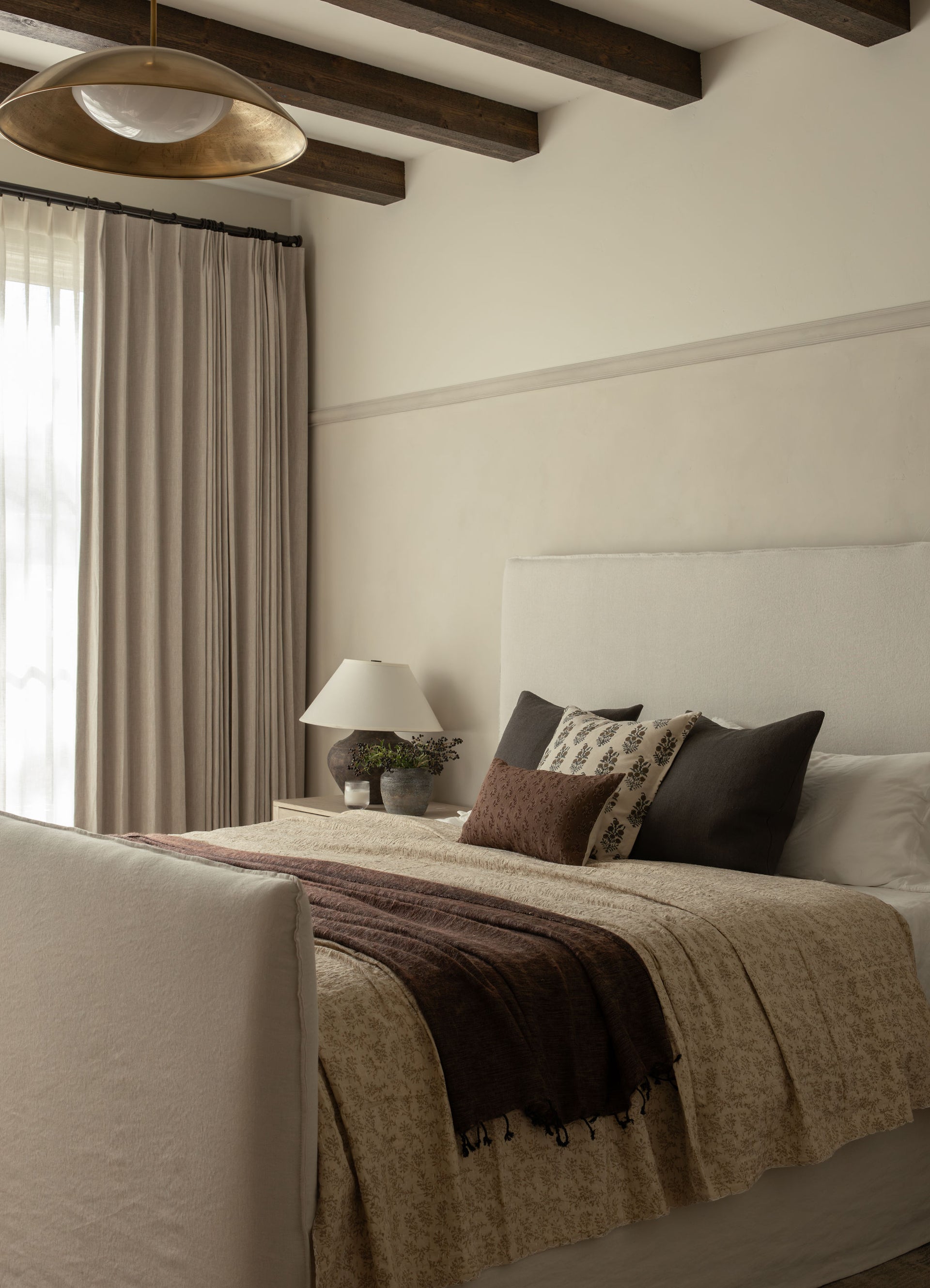 Margot Kantha Quilt in Beige, Taupe, Cream -  King/Queen Sized