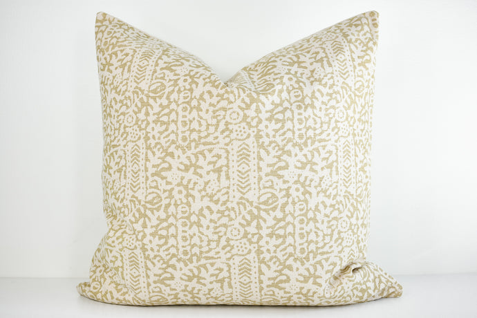 Hmong Organic Woven Pillow - Sand and Ivory
