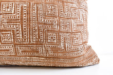 Vintage Hmong Organic Batik Lumbar Pillow - Burnt Clay