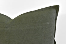 Linen Flange Edge Lumbar Pillow - Moss
