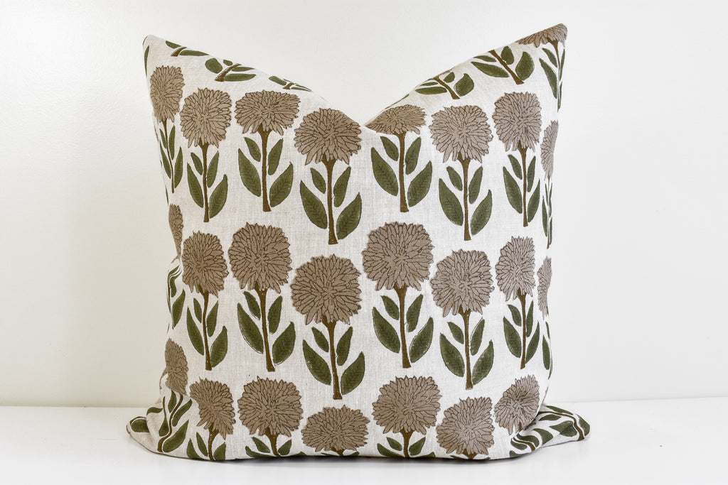 Indian Block Print Pillow - Moss and Indigo – Collectiv Co.