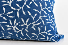 Indian Block Print Pillow Cover - Ocean Blue and Ivory
