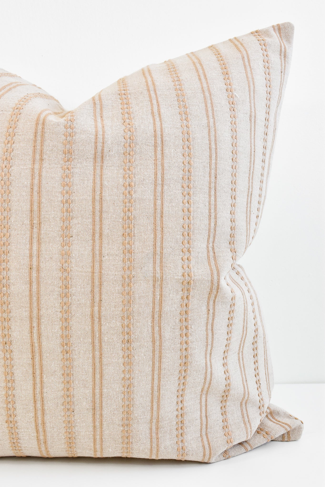 Hmong Floral Block Print Pillow Cover - Oat and Ochre