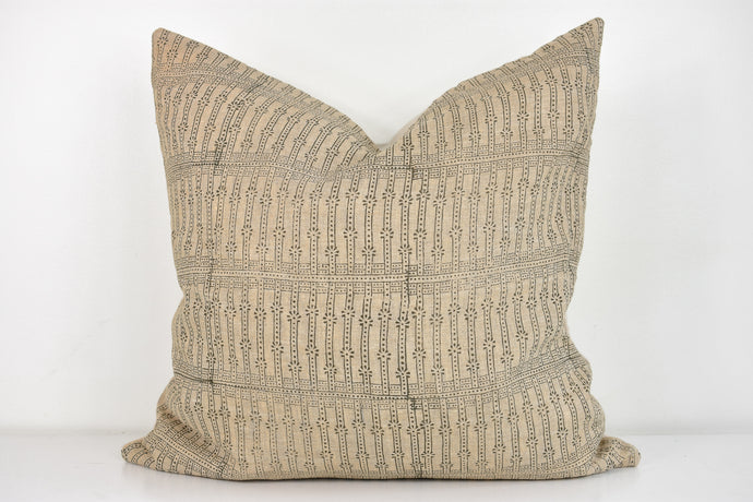 Indian Block Print Pillow Cover - Sand and Olive