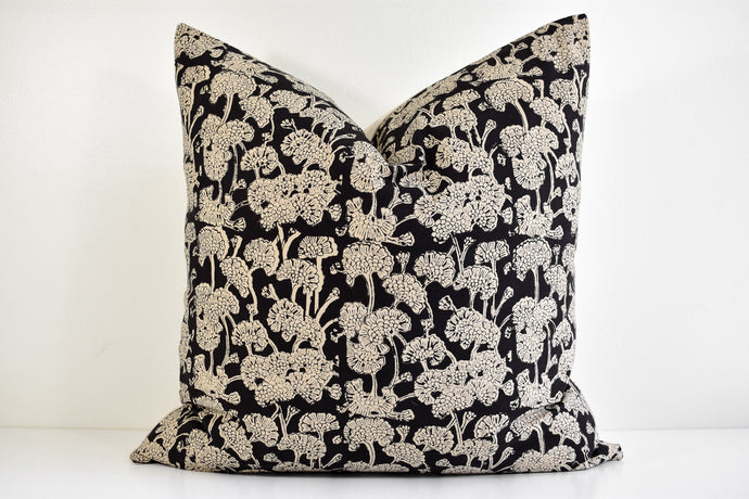 Indian Block Print Pillow Cover - Black and Sand