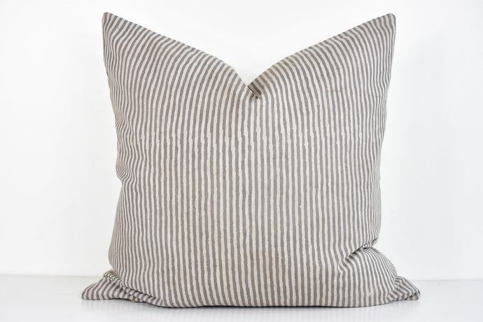 Indian Block Print Pillow Cover - Gray Stripe