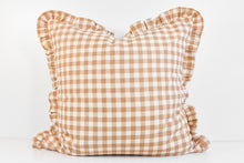 Hmong Organic Woven Pillow Cover - Ruffle Edge Clay Gingham
