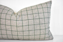 Linen Pillow Cover - Gray and Moss Window Pane