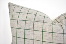 Linen Pillow Cover - Gray and Moss Window Pane