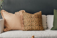 Hmong Organic Woven Pillow Cover - Ruffle Edge Clay Gingham