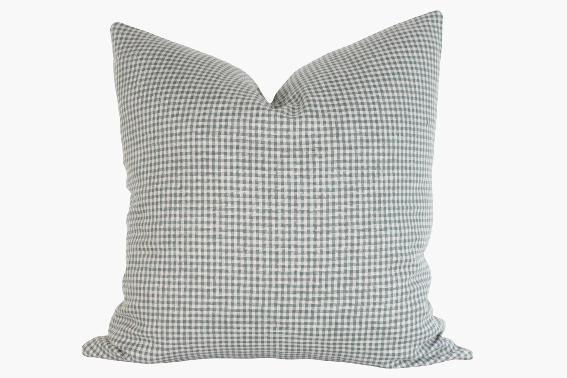 Linen Pillow Cover - Blue Green Gingham