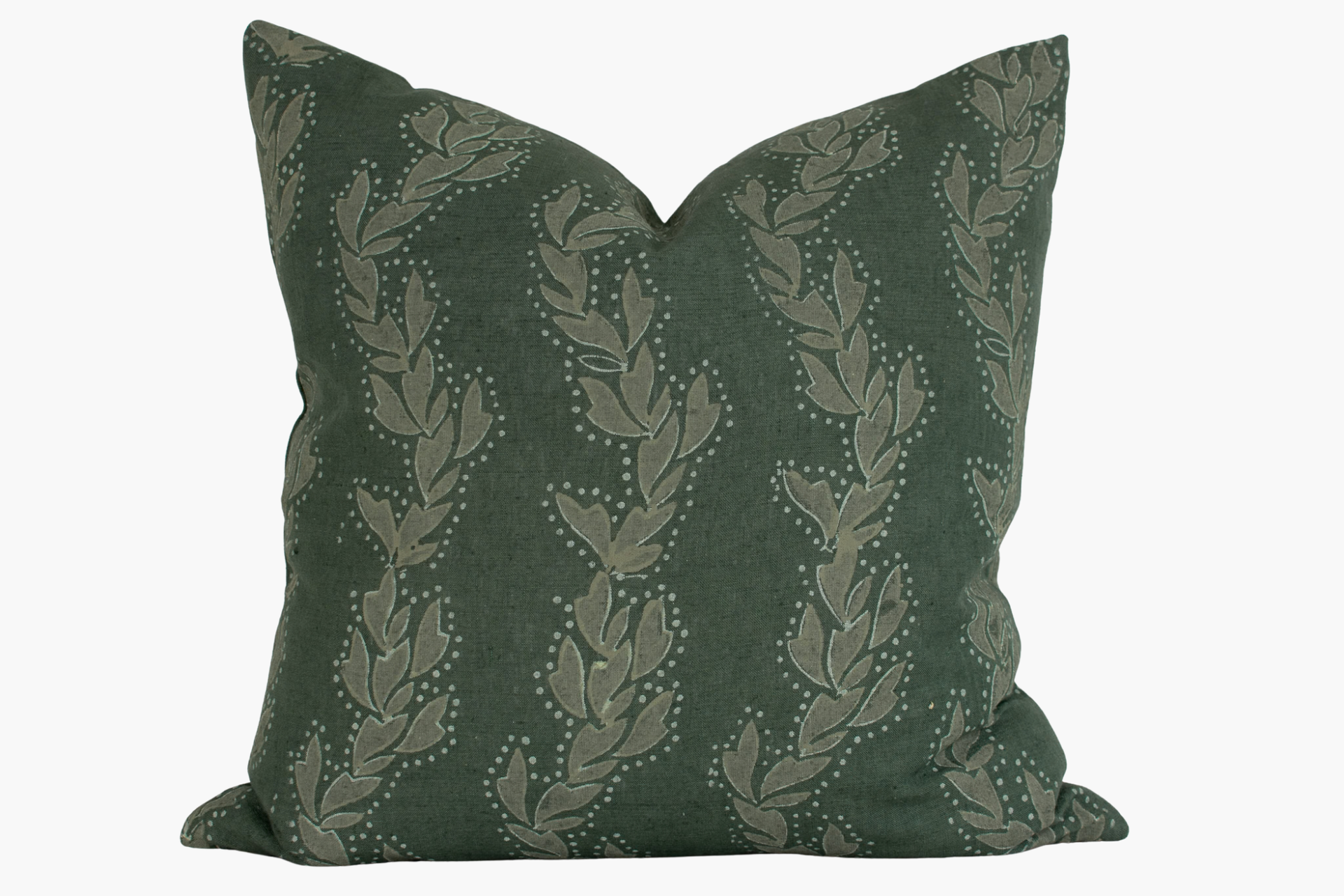 Jenn Indian Block Print Pillow Cover - Forest and Sage