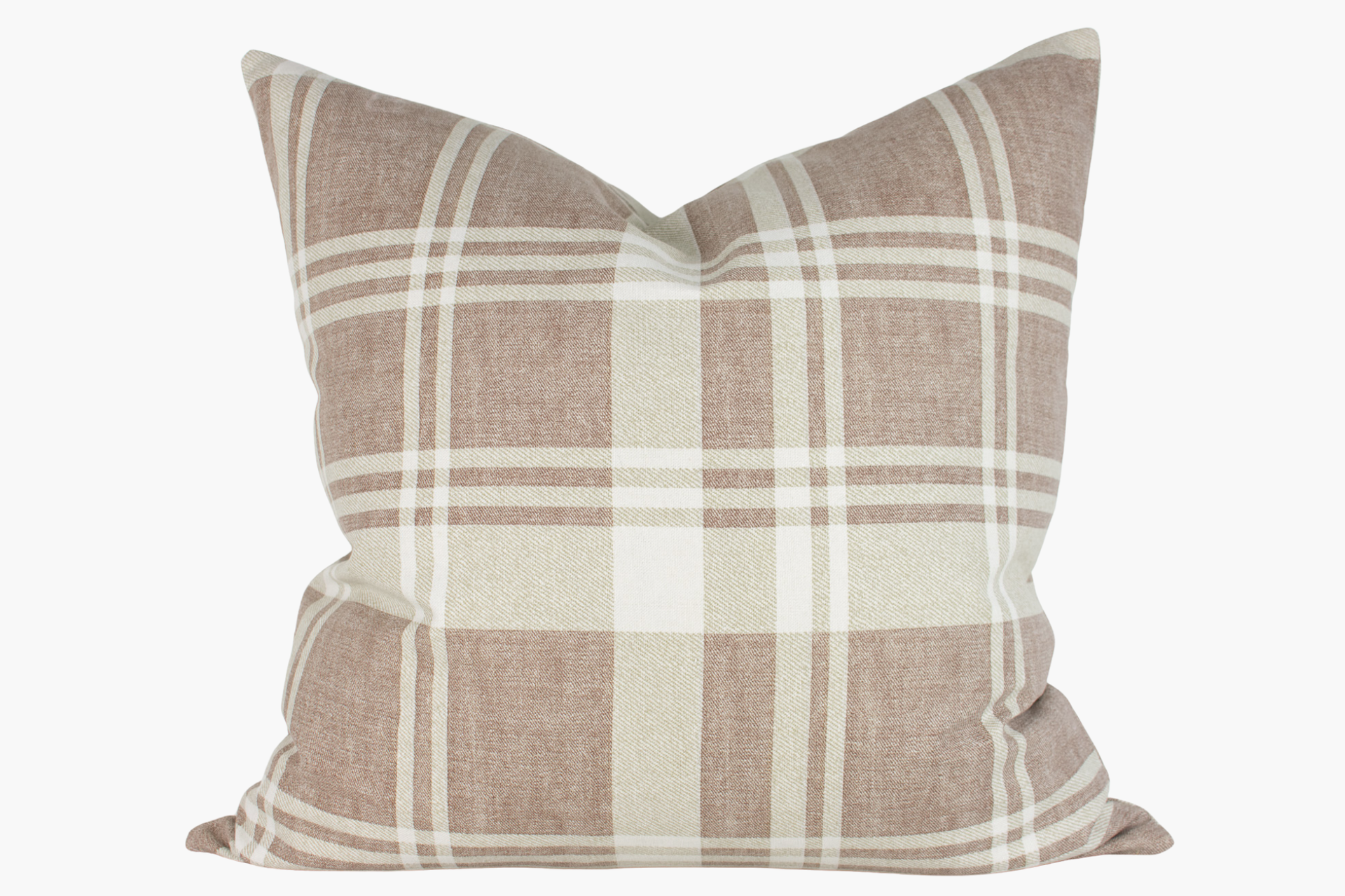 Candace Woven Plaid Pillow Cover - Brownstone, Beige, Ecru