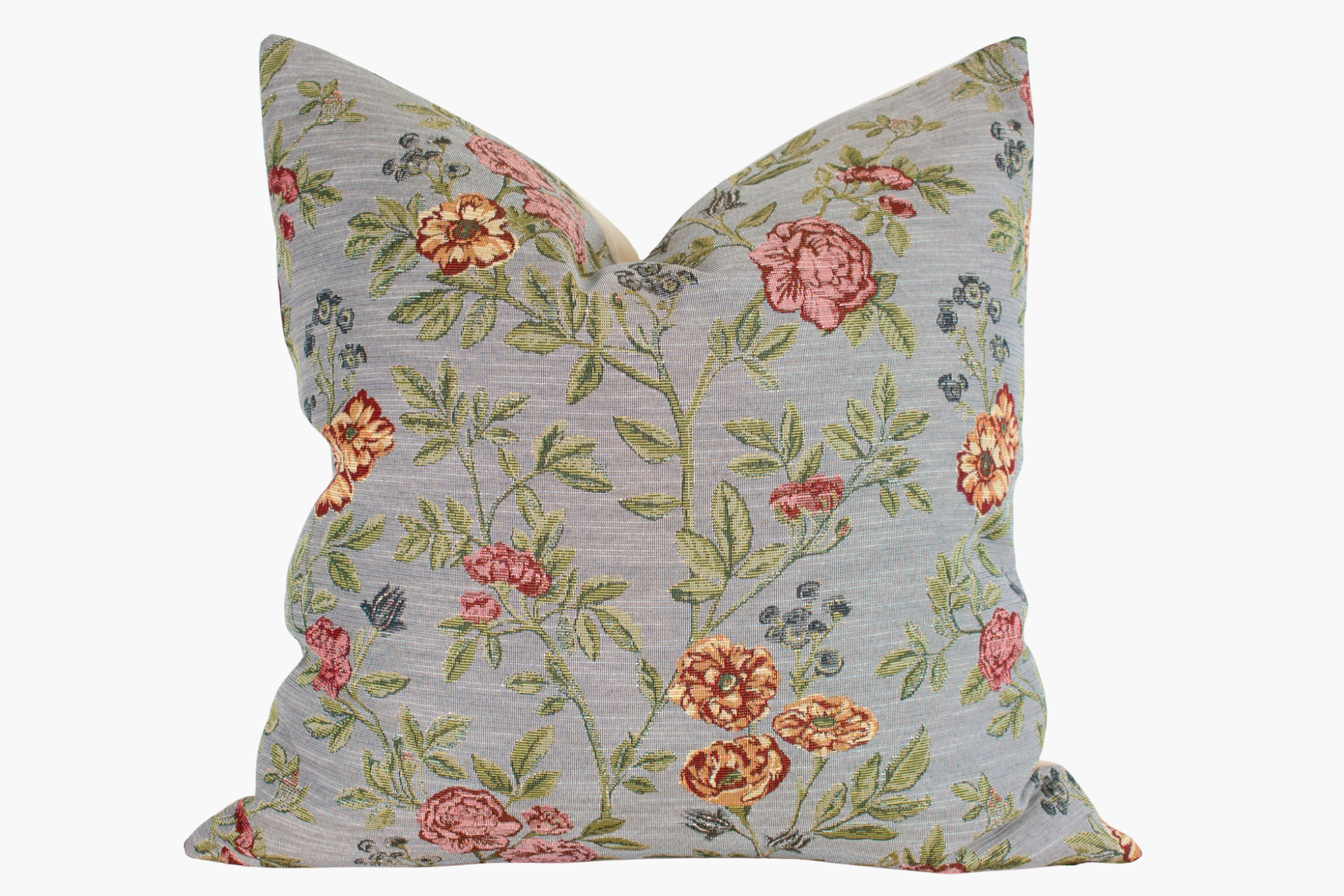 Wellesley Woven Tapestry Floral Pillow Cover - Slate Blue