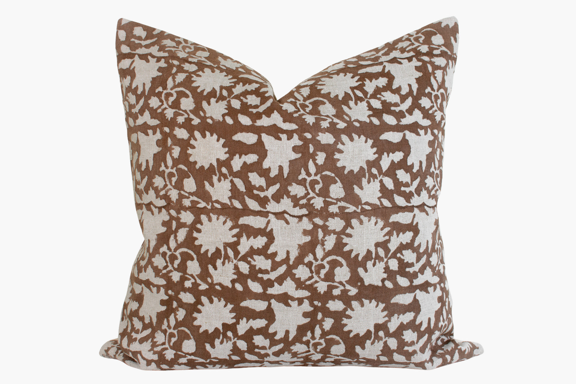 Indian Block Print Pillow Cover - Chocolate Brown and Natural