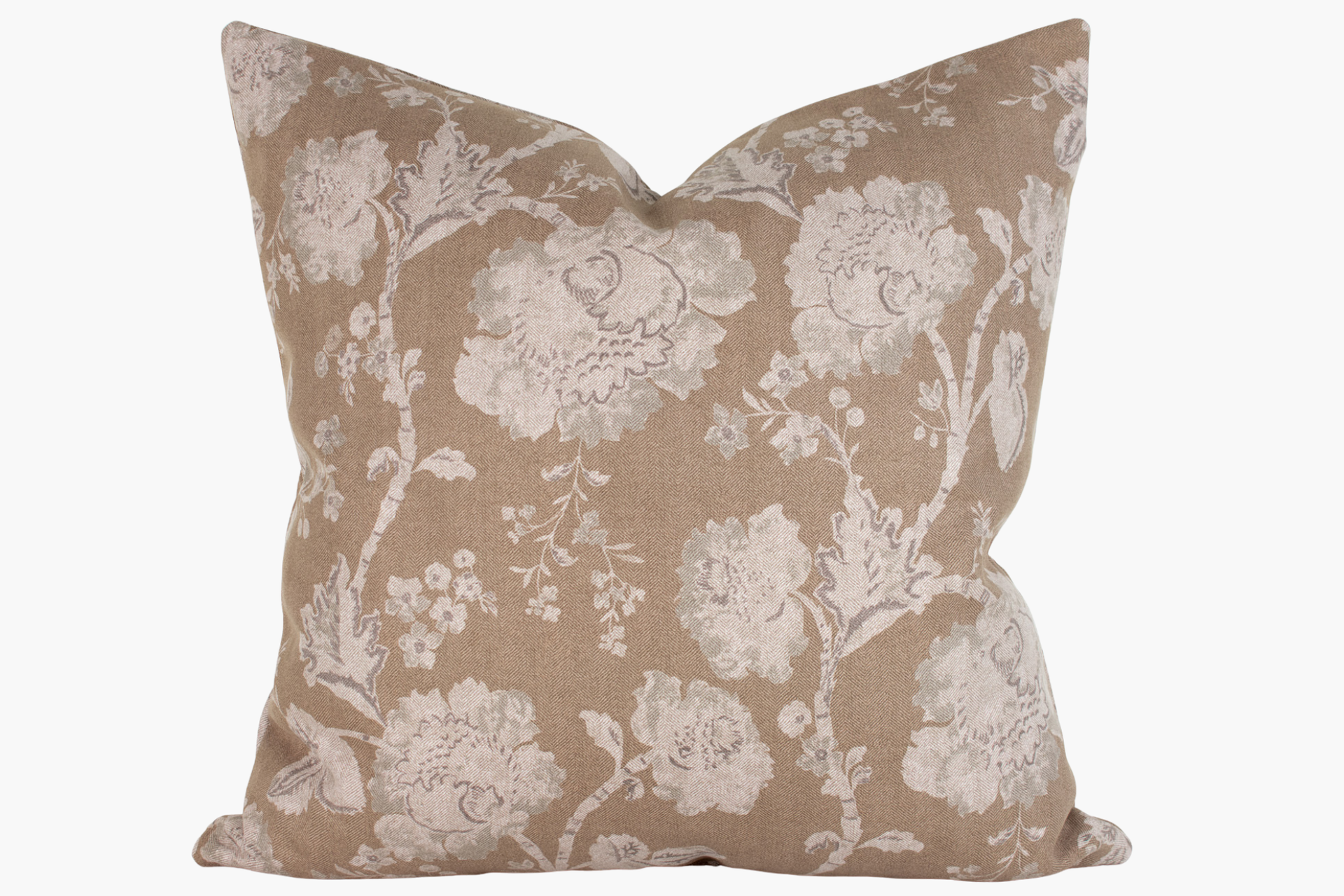 Arwen Designer Floral Pillow Cover - Toasted Pecan, Light Taupe, Stone