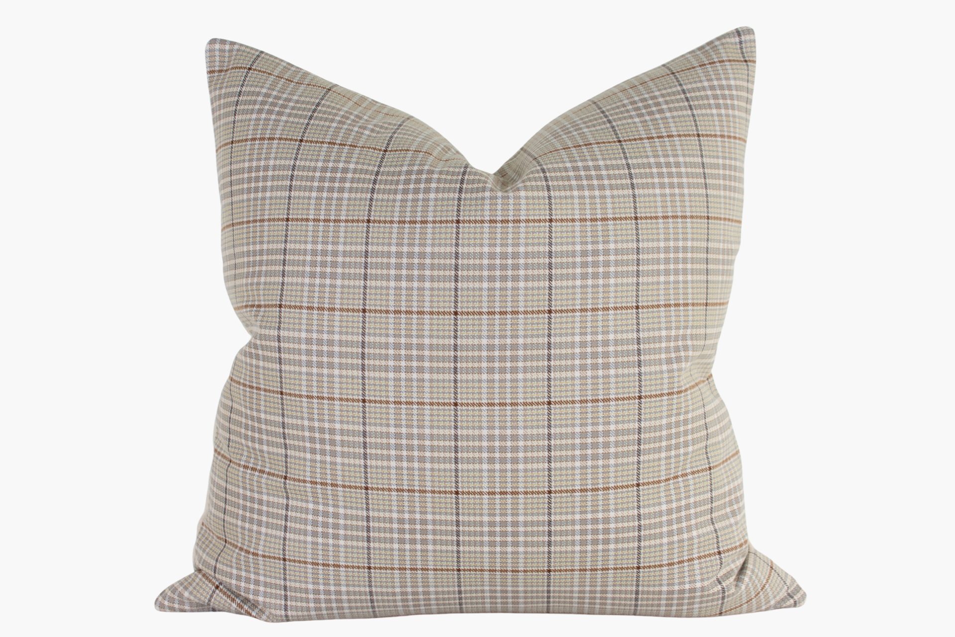 Adrie Woven Plaid Pillow Cover - Slate, Light Gray, Tan