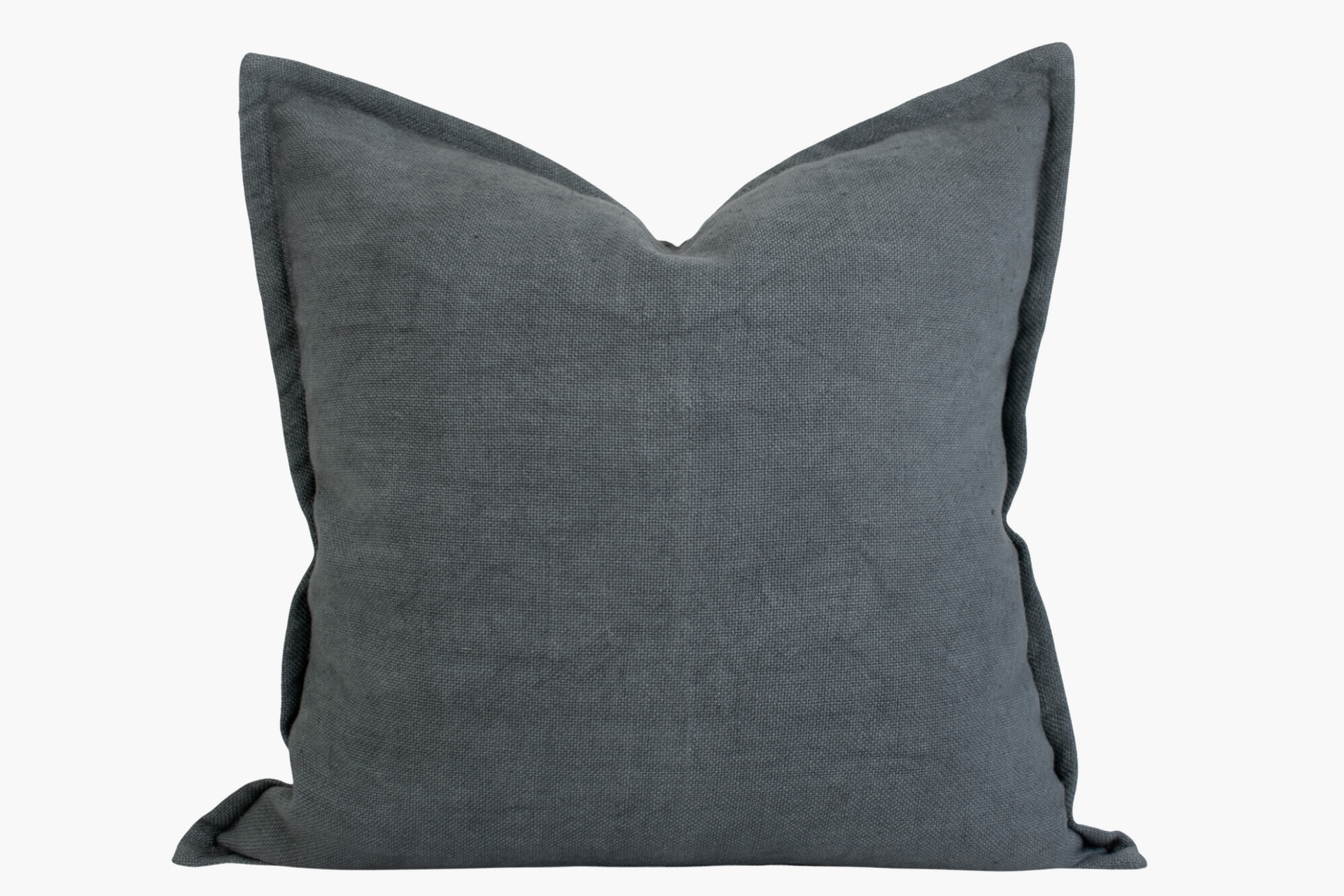 Heavyweight Linen Flange Edge Pillow Cover - Pewter