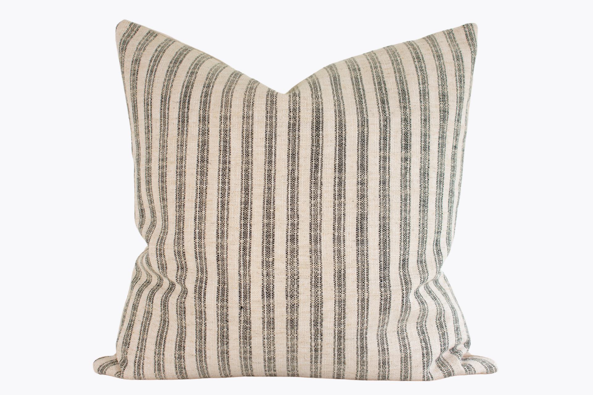 Ashton Ticking Stripe Jute Pillow Cover - Ivory and Charcoal