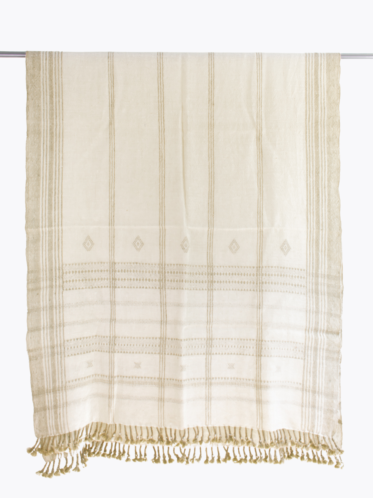 Oversized Indian Bhujodi Throw- Ivory and Sand