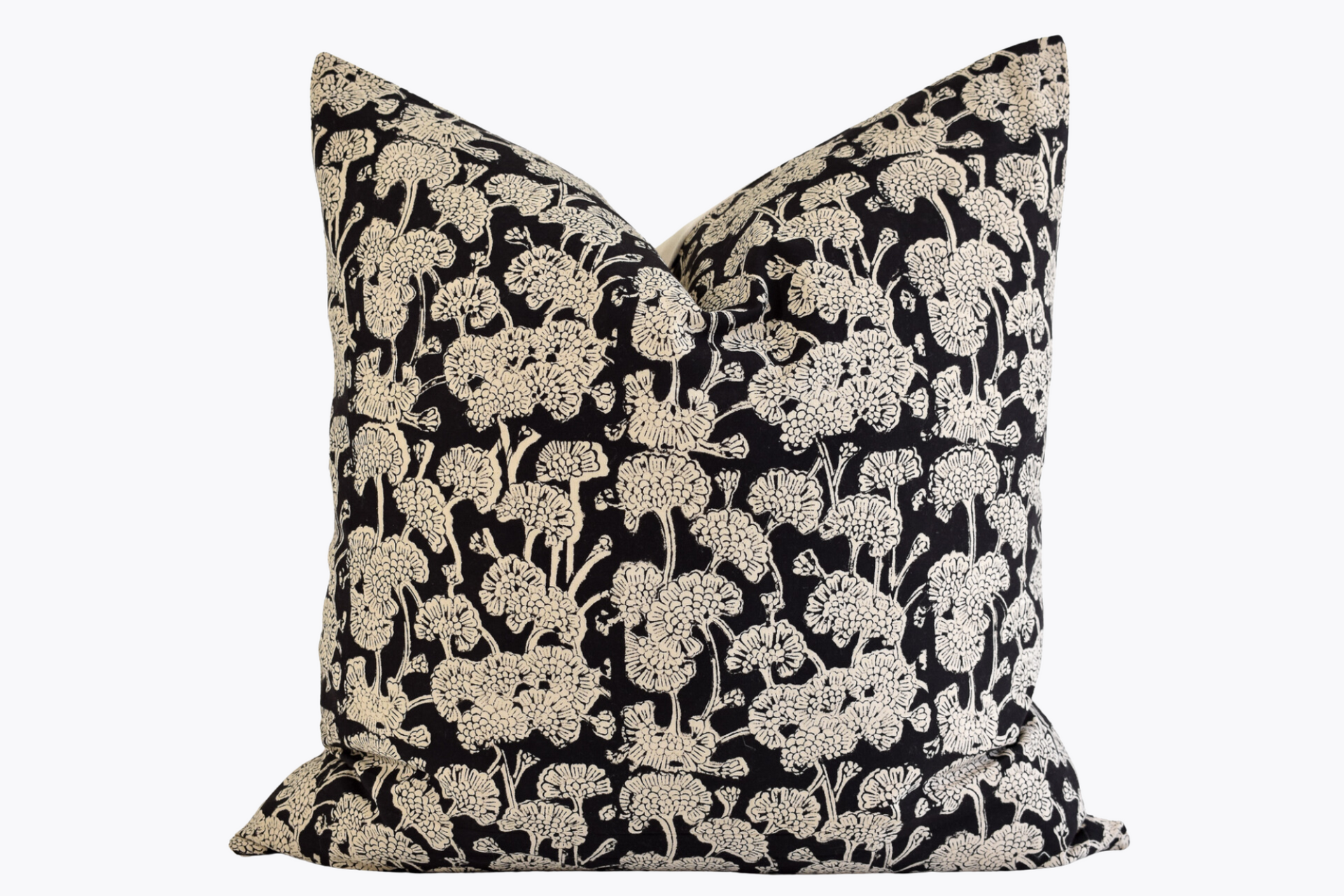 Indian Block Print Pillow Cover - Black and Sand