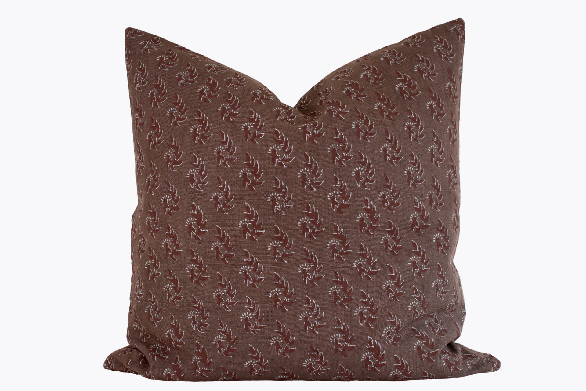 Indian Block Print Pillow Cover - Brownstone and Ivory