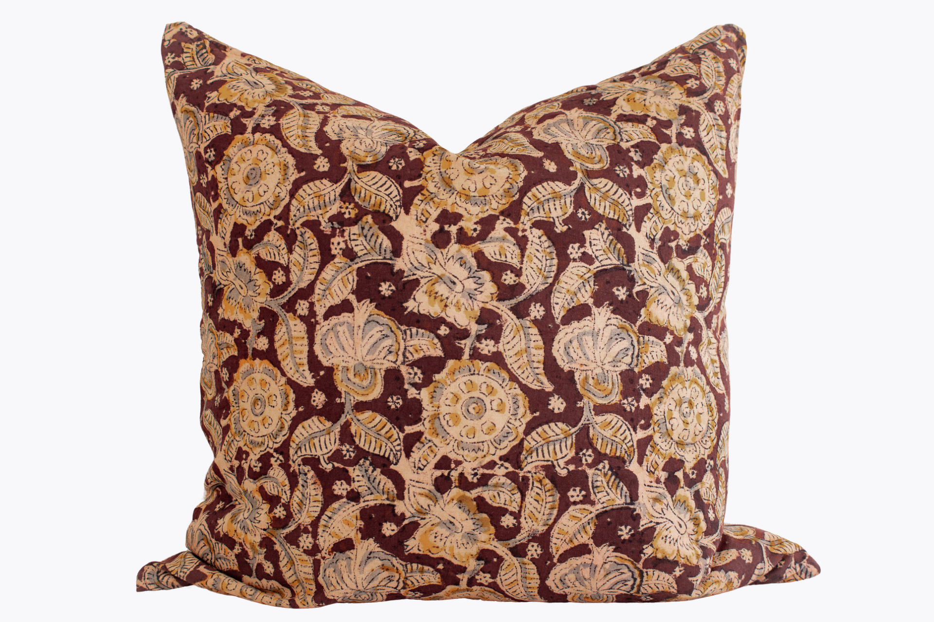 Indian Block Print Pillow Cover - Burnt Rust, Stone, Acorn