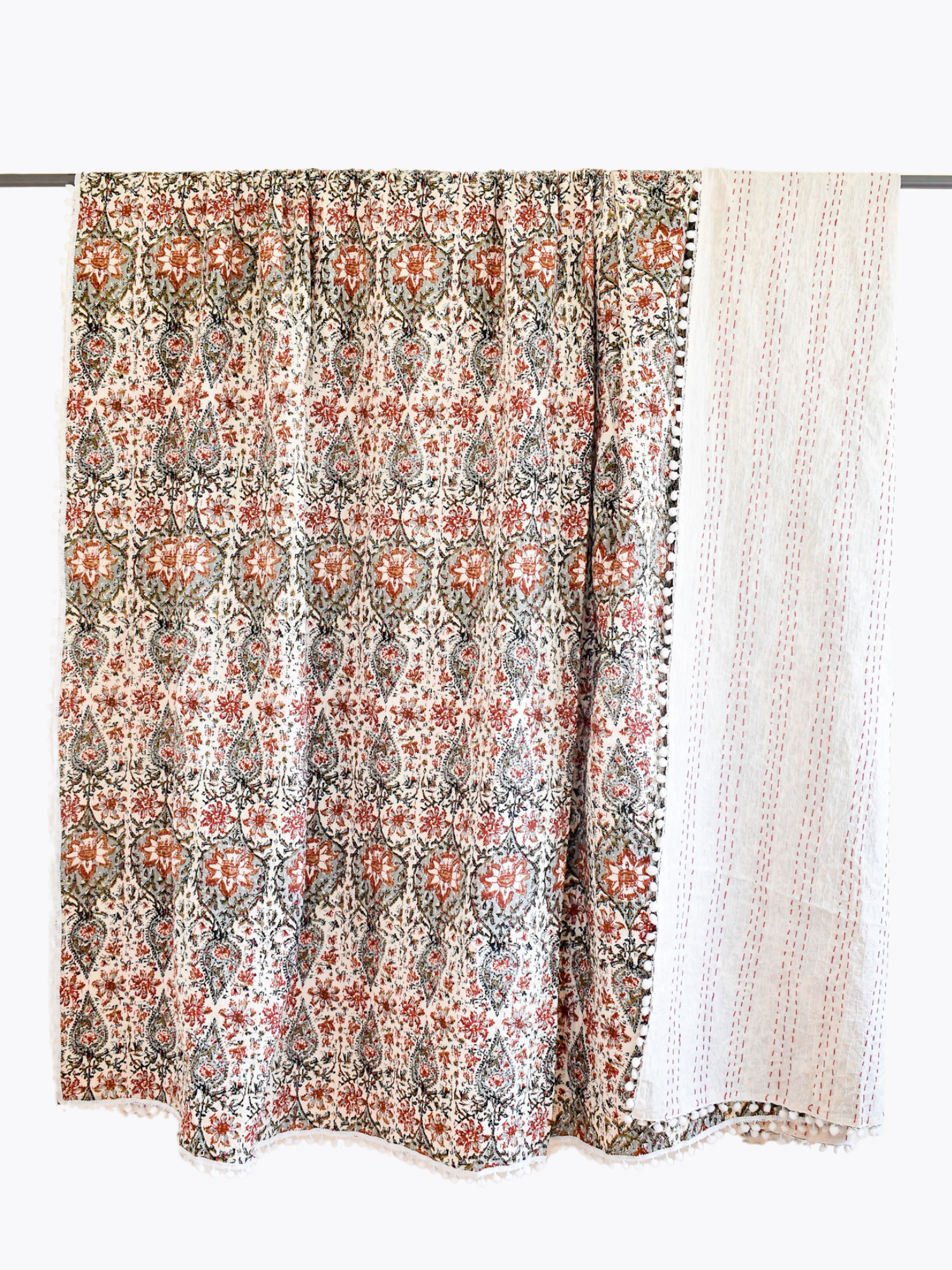 PRE-ORDER Claire Pom Pom Kantha Quilt - King/Queen Sized