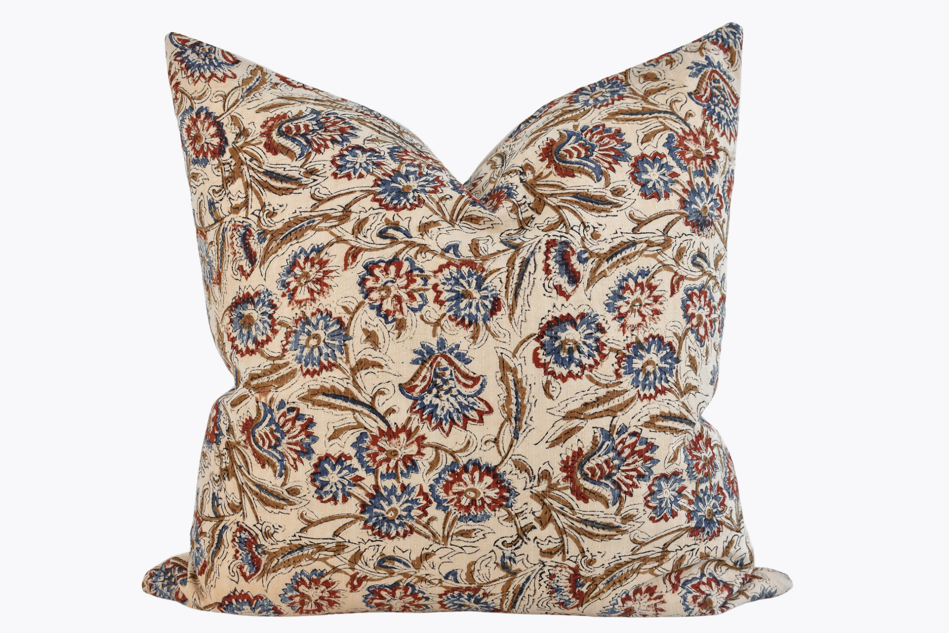 Indian Block Print Pillow Cover - Creme, Tan, Indigo, Rust