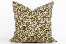Indian Block Print Pillow Cover - Ochre and Olive