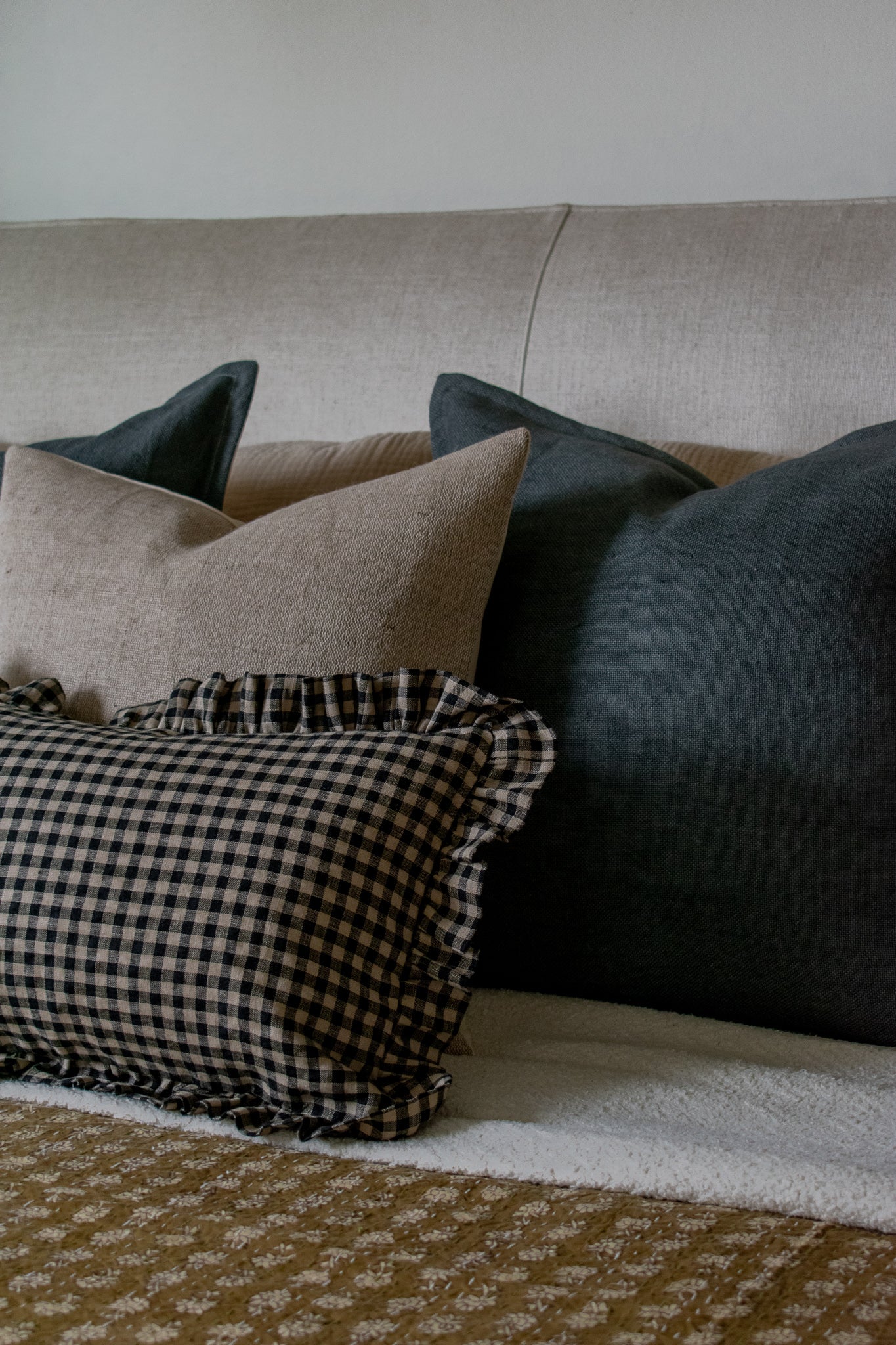 Heavyweight Linen Flange Edge Pillow Cover - Pewter