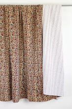 Alice Kantha Quilt in Tan, Indigo and Rose - Twin/Throw and King/Queen Sized