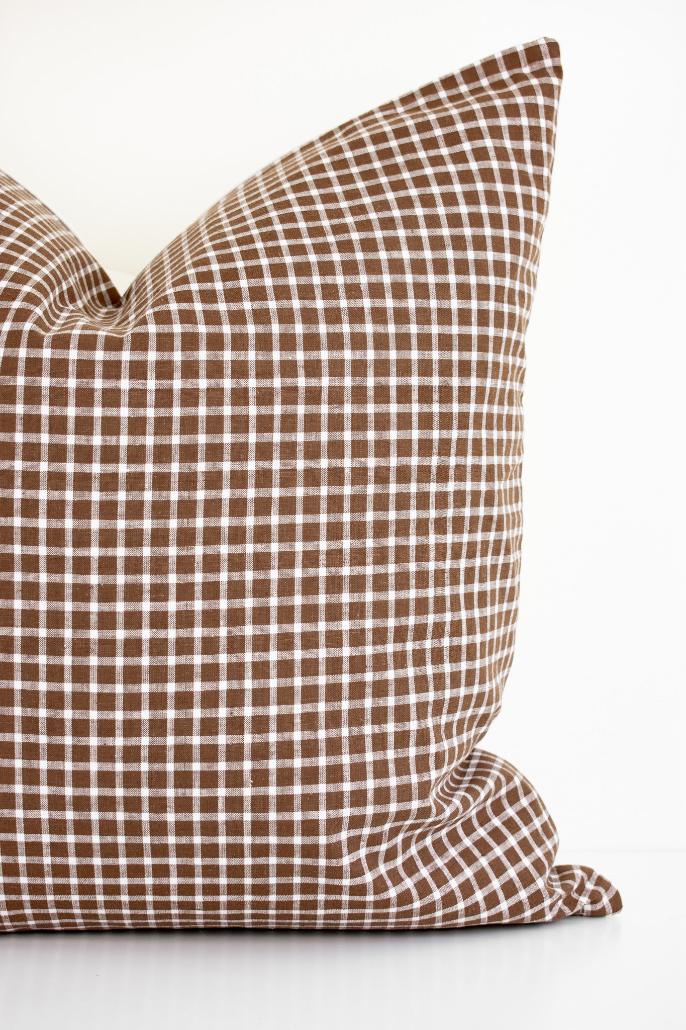 Hmong Organic Woven Pillow Cover - Earth Brown Gingham