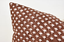 Indian Block Print Pillow - Reddish Brown and Ivory